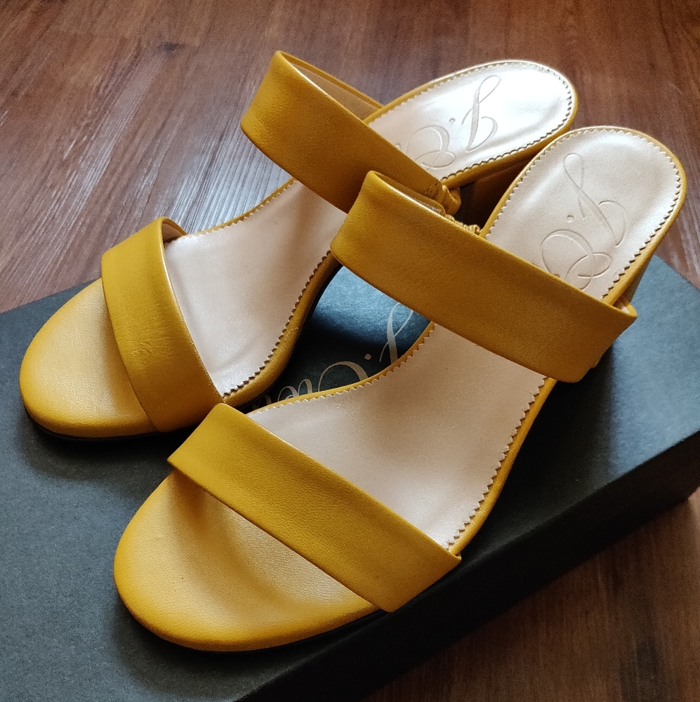 NIB Jcrew Lucie shoes sandal heel 7 mustard yellow warm marigold - Picture 6 of 15